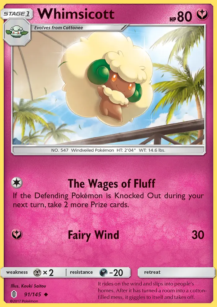 Whimsicott Uncommon Pokemon card #91 from Guardians Rising