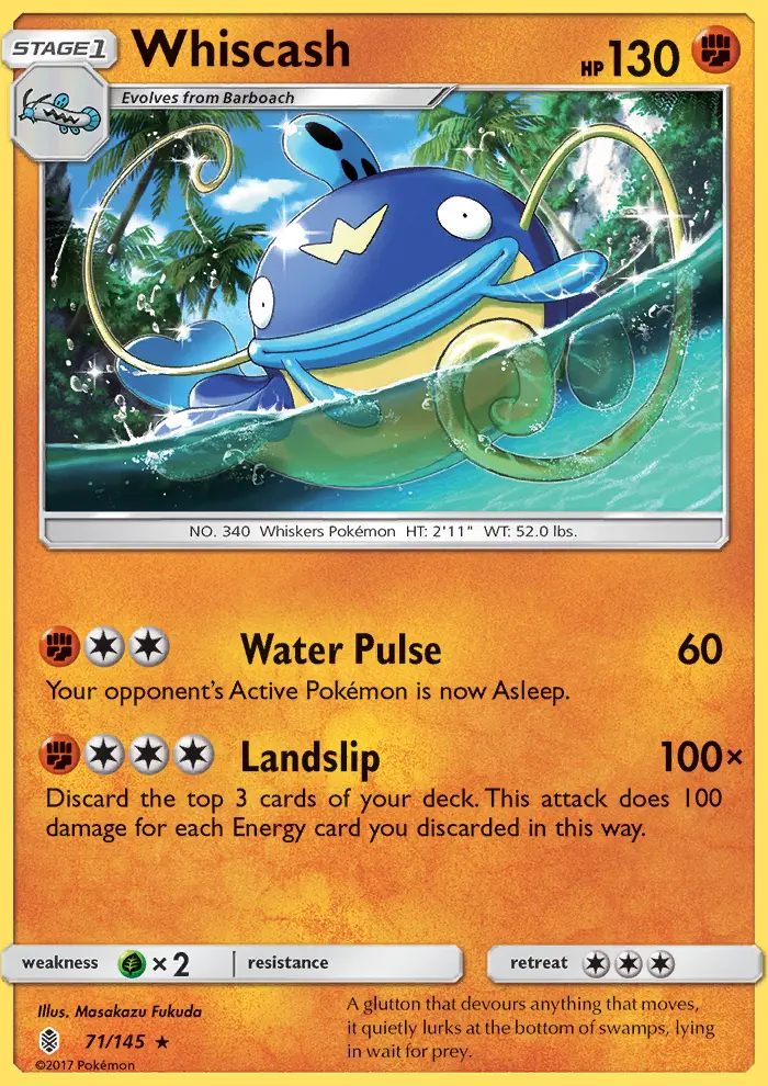 Whiscash Rare Pokemon card #71 from Guardians Rising
