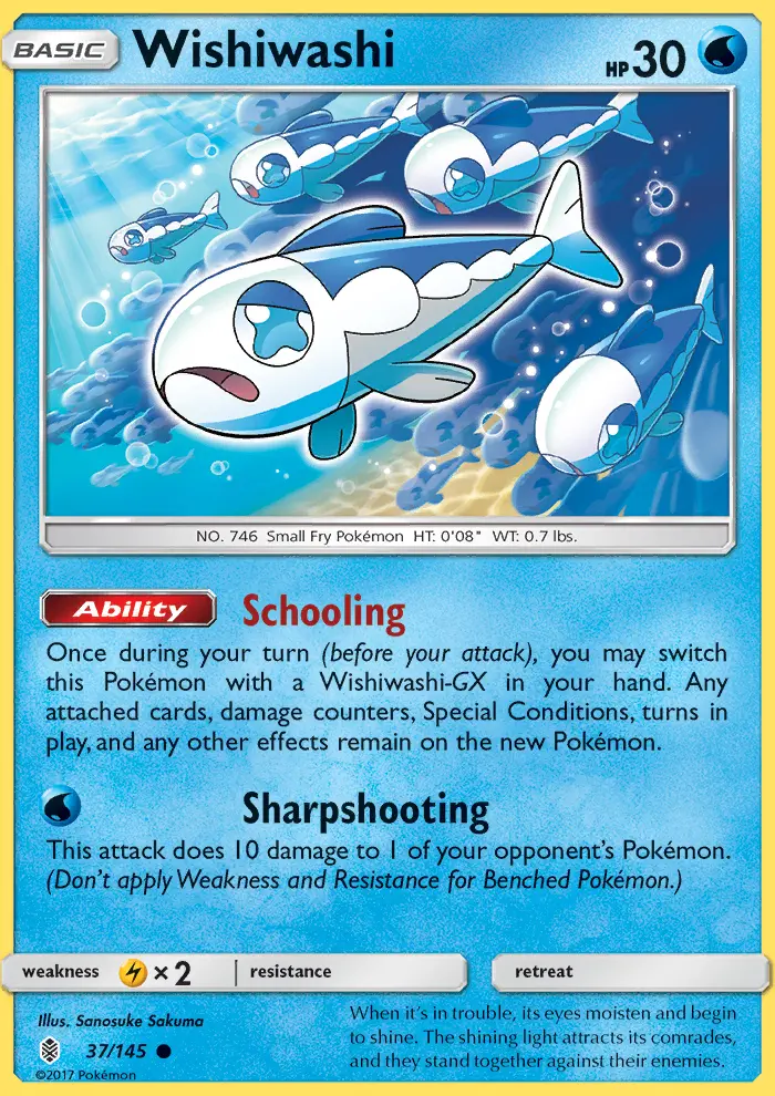 Wishiwashi Common Pokemon card #37 from Guardians Rising
