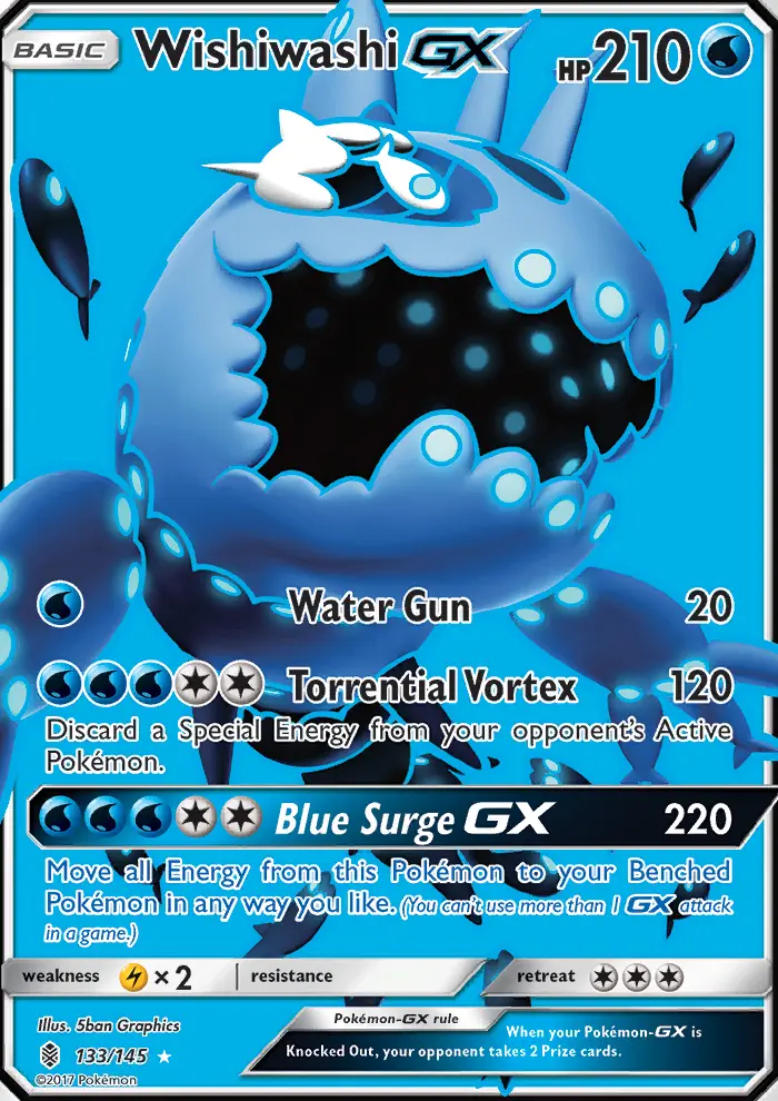 Wishiwashi GX Ultra Rare Pokemon card #133 from Guardians Rising