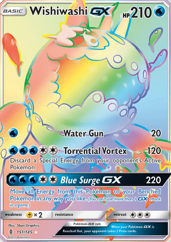Wishiwashi GX Secret Rare Pokemon card #151 from Guardians Rising
