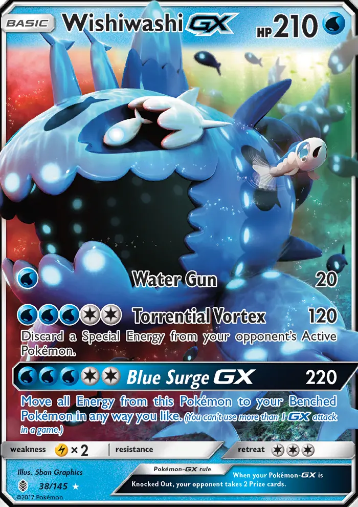 Wishiwashi GX Ultra Rare Pokemon card #38 from Guardians Rising