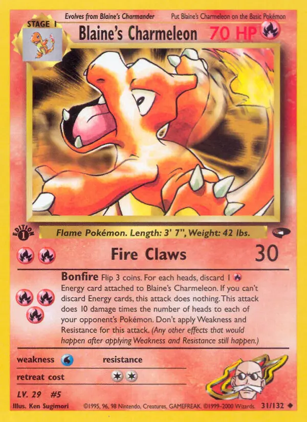 Blaine's Charmeleon Uncommon Pokemon card #31 from Gym Challenge