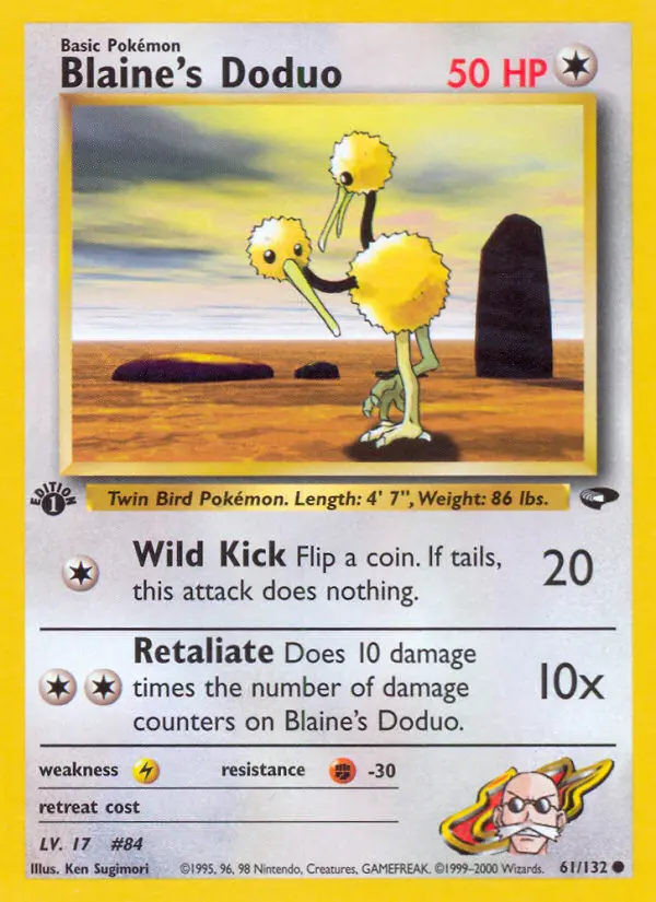 Blaine's Doduo Common Pokemon card #61 from Gym Challenge