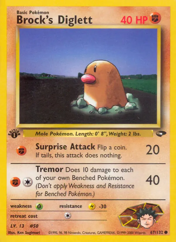 Brock's Diglett Common Pokemon card #67 from Gym Challenge