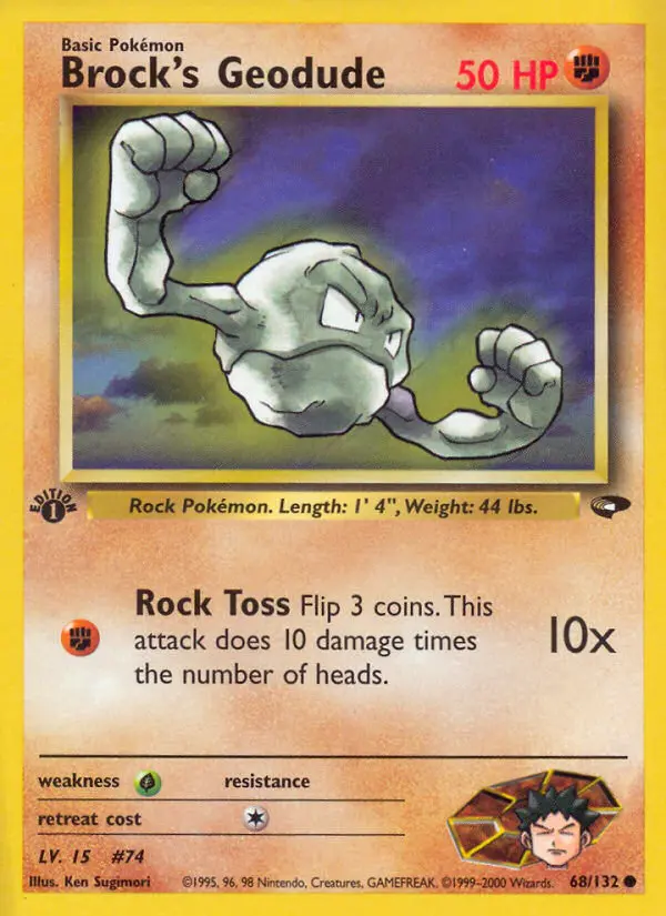 Brock's Geodude Common Pokemon card #68 from Gym Challenge