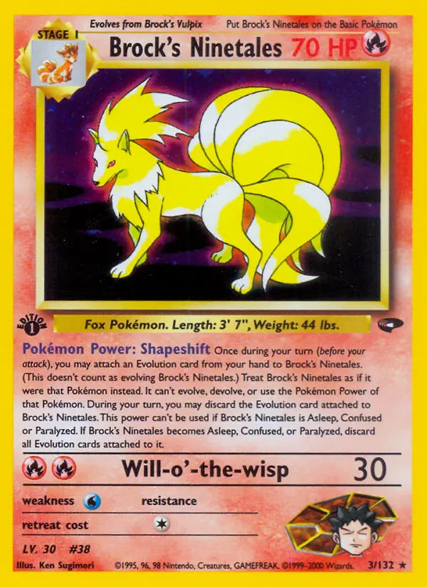 Brock's Ninetales Rare Holo Pokemon card #3 from Gym Challenge