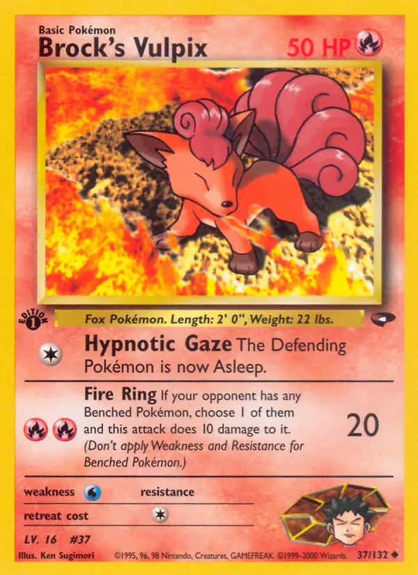 Brock's Vulpix Uncommon Pokemon card #37 from Gym Challenge