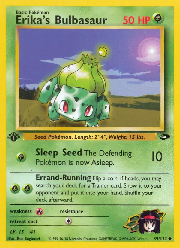 Erika's Bulbasaur Uncommon Pokemon card #39 from Gym Challenge