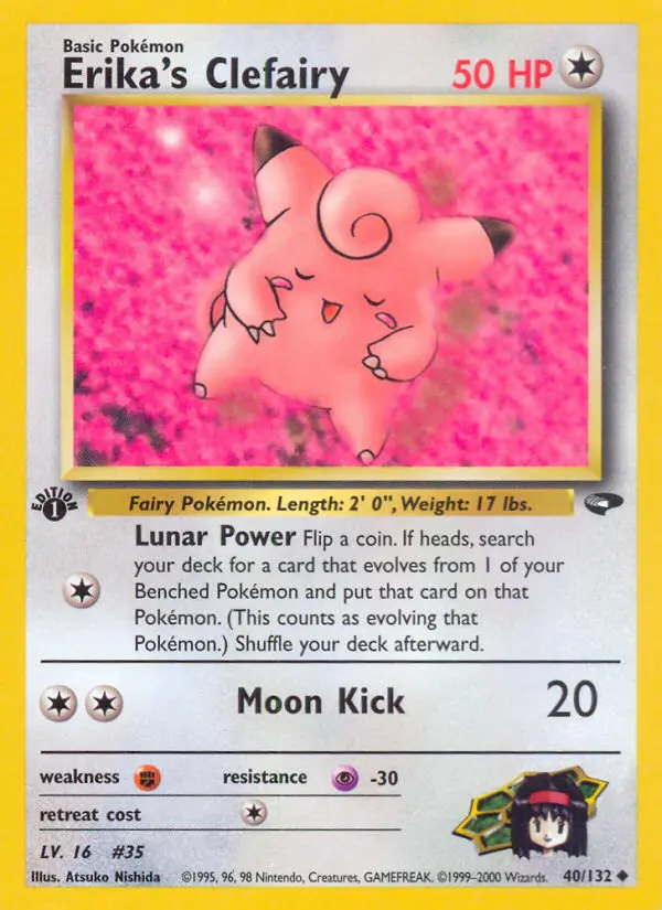 Erika's Clefairy Uncommon Pokemon card #40 from Gym Challenge