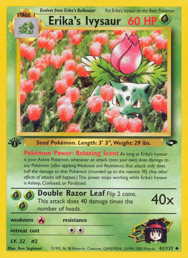 Erika's Ivysaur Uncommon Pokemon card #41 from Gym Challenge