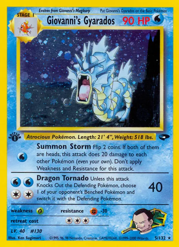 Giovanni's Gyarados Rare Holo Pokemon card #5 from Gym Challenge