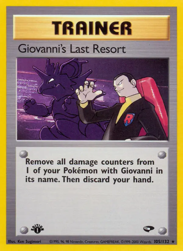 Giovanni's Last Resort Rare Pokemon card #105 from Gym Challenge