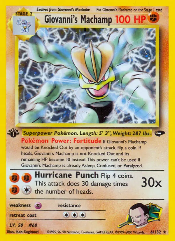 Giovanni's Machamp Rare Holo Pokemon card #6 from Gym Challenge