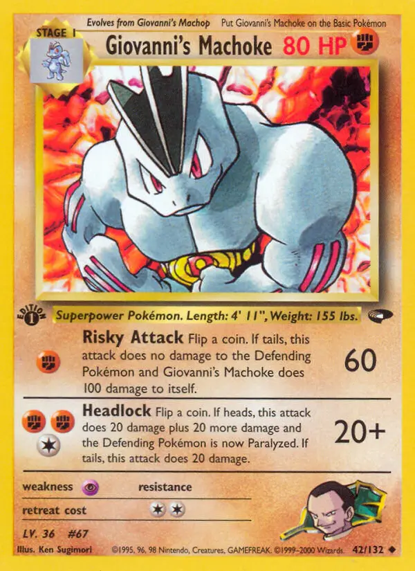 Giovanni's Machoke Uncommon Pokemon card #42 from Gym Challenge