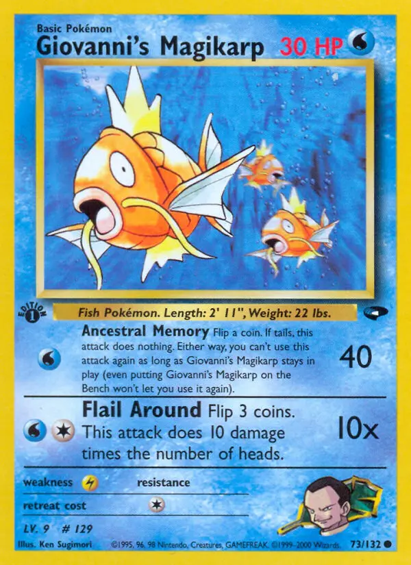 Giovanni's Magikarp Common Pokemon card #73 from Gym Challenge