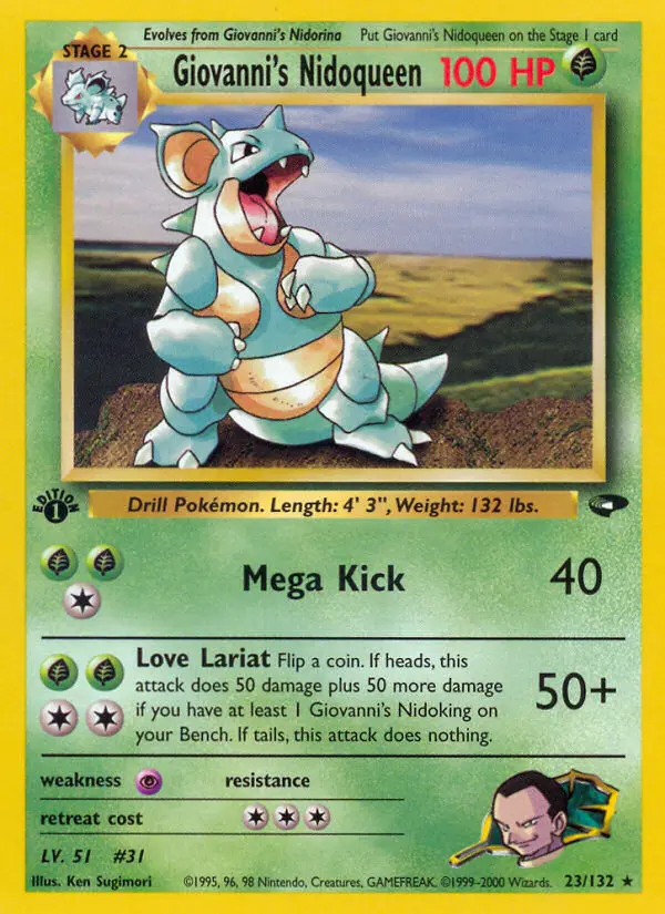Giovanni's Nidoqueen Rare Pokemon card #23 from Gym Challenge
