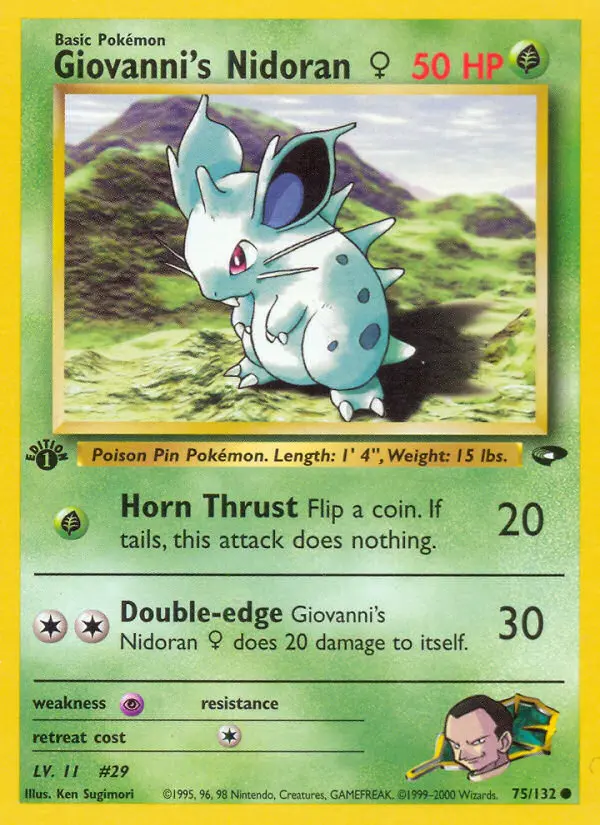 Giovanni's Nidoran♀ Common Pokemon card #75 from Gym Challenge