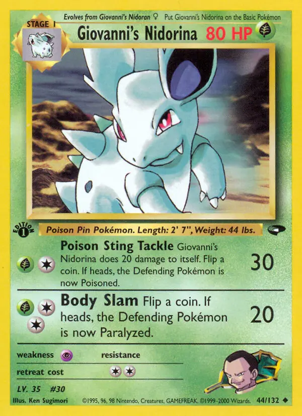 Giovanni's Nidorina Uncommon Pokemon card #44 from Gym Challenge