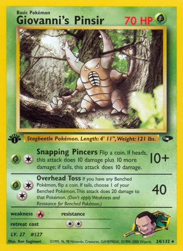 Giovanni's Pinsir Rare Pokemon card #24 from Gym Challenge