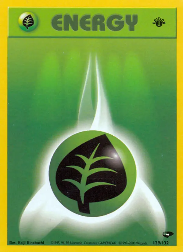 Grass Energy Common Pokemon card #129 from Gym Challenge
