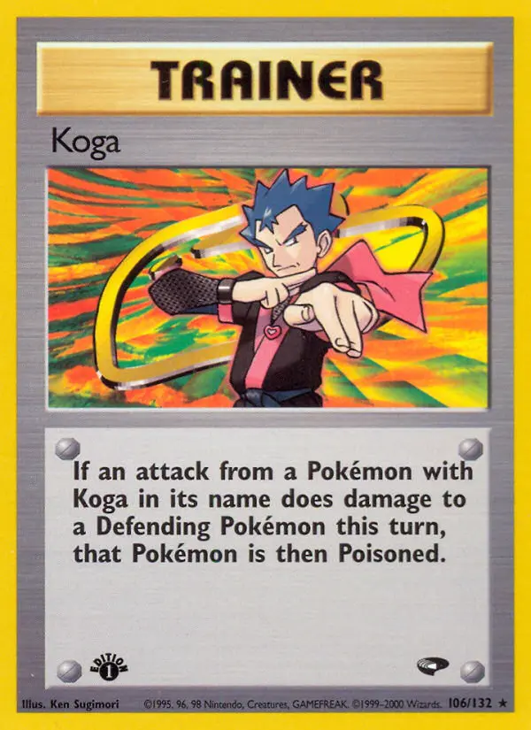 Koga Rare Pokemon card #106 from Gym Challenge