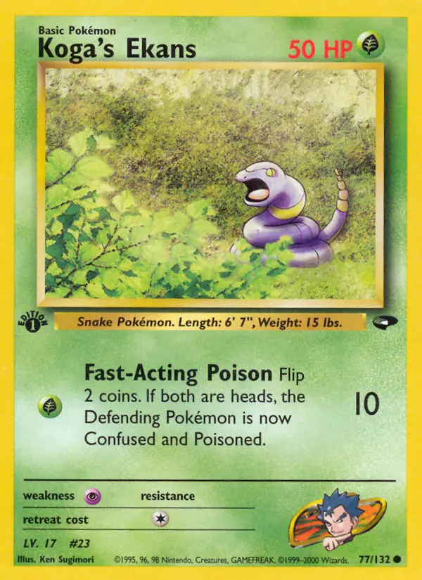 Koga's Ekans Common Pokemon card #77 from Gym Challenge