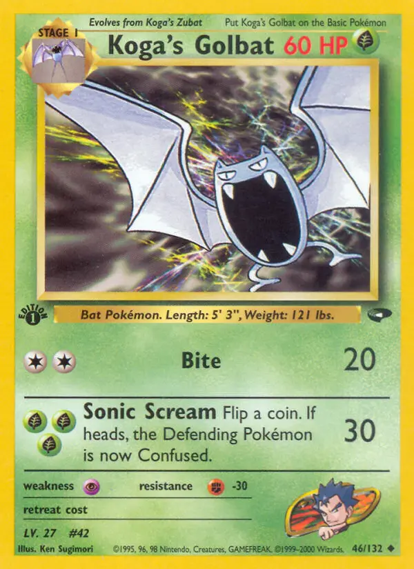 Koga's Golbat Uncommon Pokemon card #46 from Gym Challenge