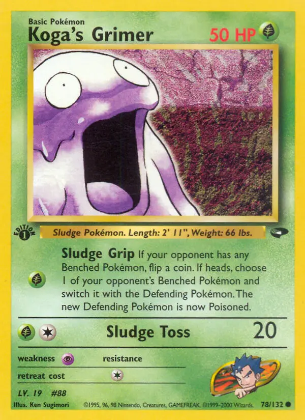 Koga's Grimer Common Pokemon card #78 from Gym Challenge