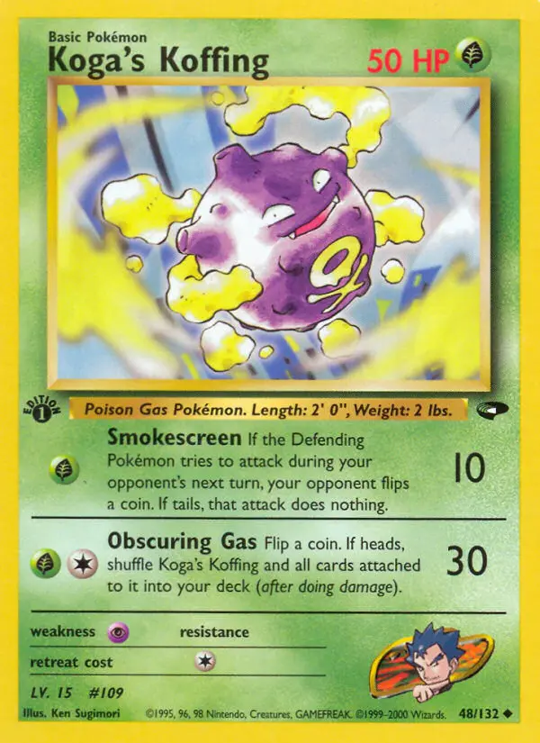 Koga's Koffing Uncommon Pokemon card #48 from Gym Challenge