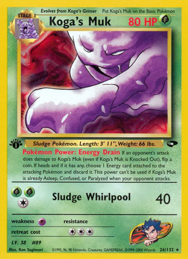 Koga's Muk Rare Pokemon card #26 from Gym Challenge