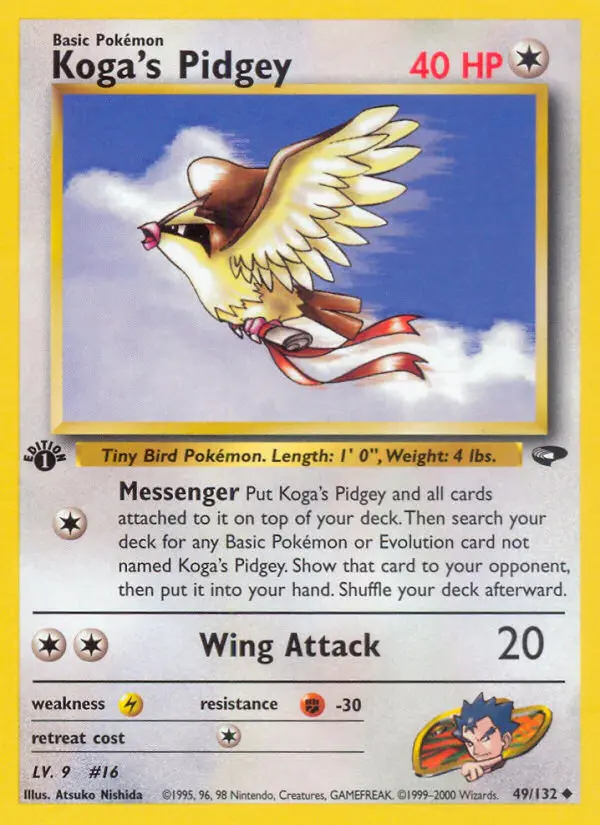 Koga's Pidgey Uncommon Pokemon card #49 from Gym Challenge
