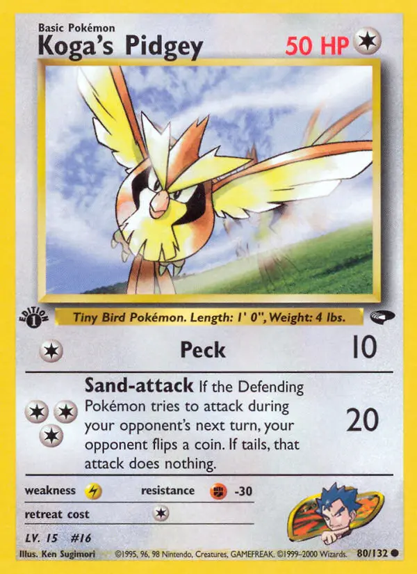 Koga's Pidgey Common Pokemon card #80 from Gym Challenge