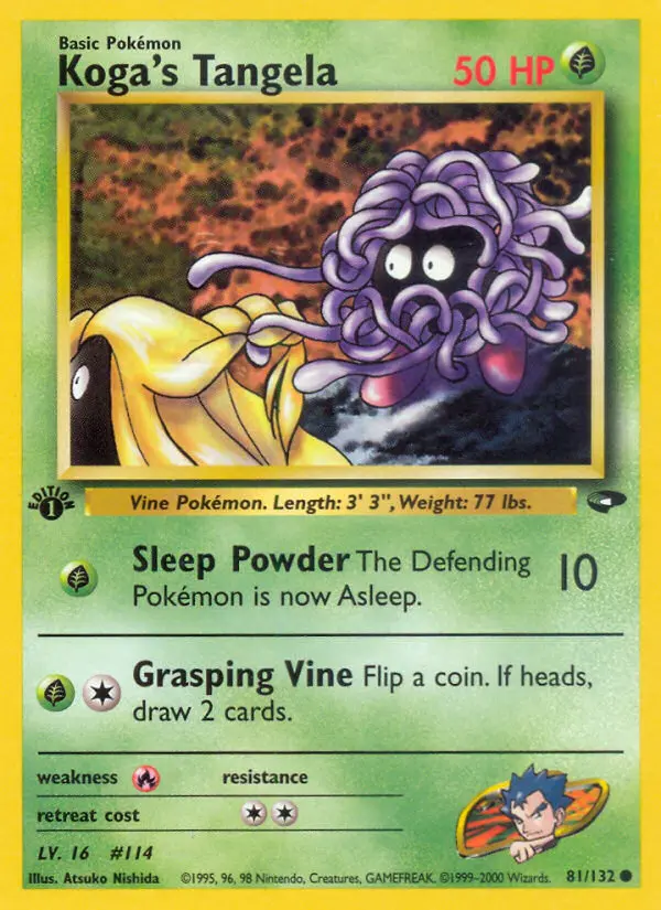 Koga's Tangela Common Pokemon card #81 from Gym Challenge