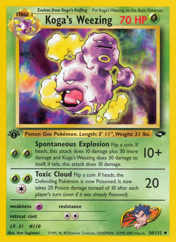 Koga's Weezing Uncommon Pokemon card #50 from Gym Challenge