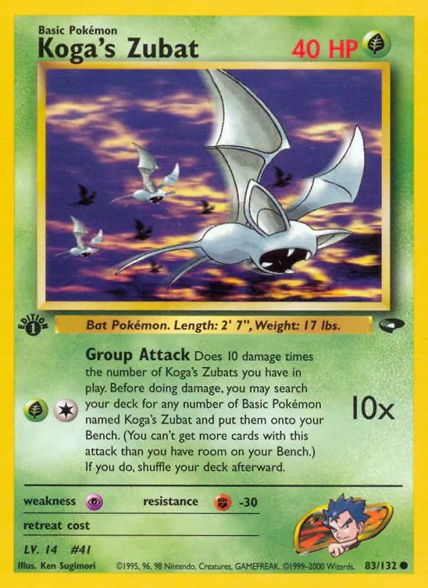 Koga's Zubat Common Pokemon card #83 from Gym Challenge