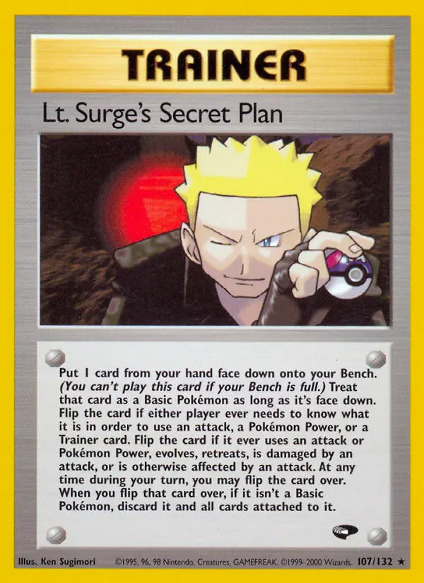 Lt. Surge's Secret Plan Rare Pokemon card #107 from Gym Challenge