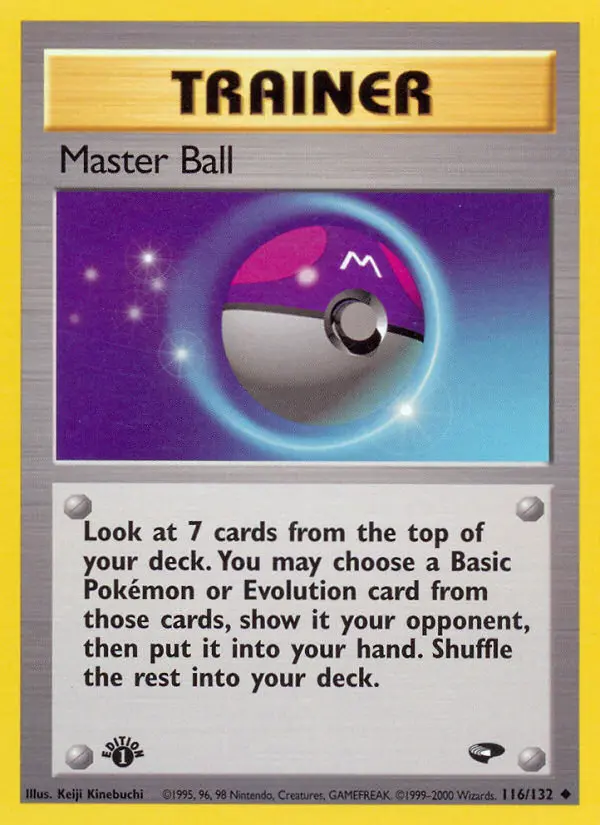 Master Ball Uncommon Pokemon card #116 from Gym Challenge