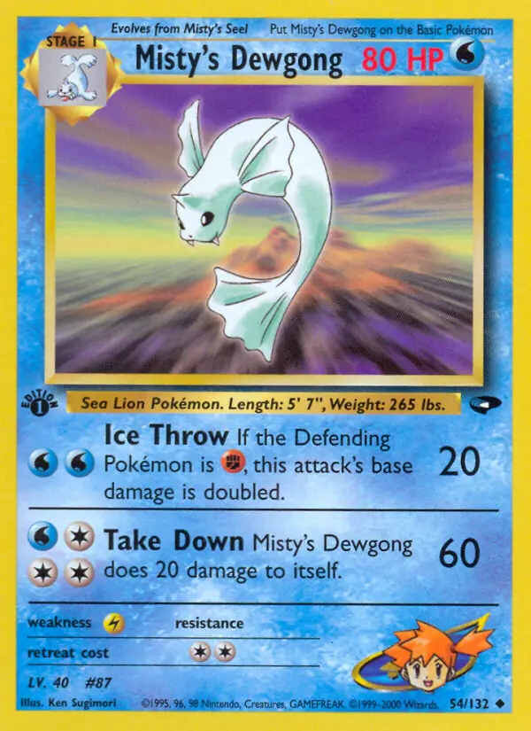 Misty's Dewgong Uncommon Pokemon card #54 from Gym Challenge