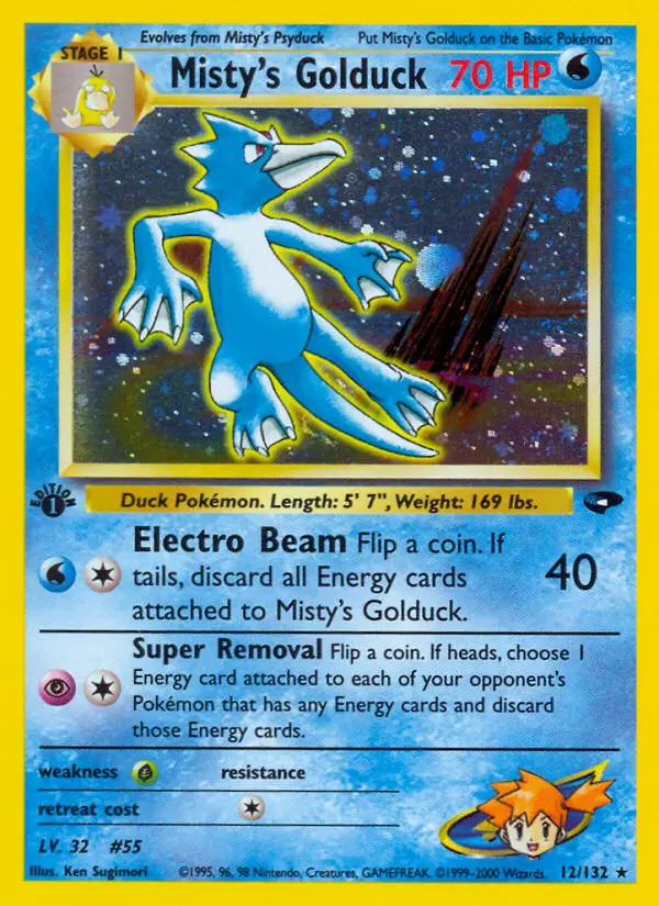 Misty's Golduck Rare Holo Pokemon card #12 from Gym Challenge