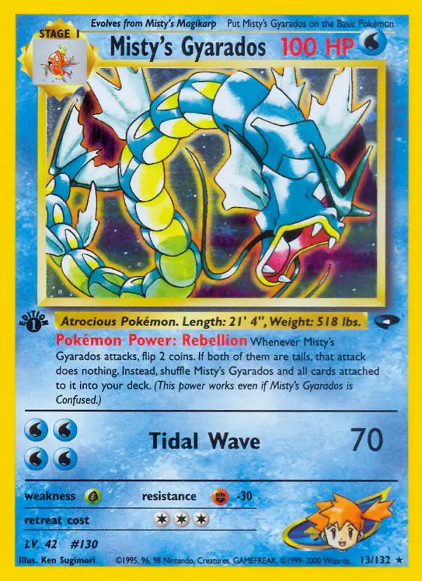 Misty's Gyarados Rare Holo Pokemon card #13 from Gym Challenge