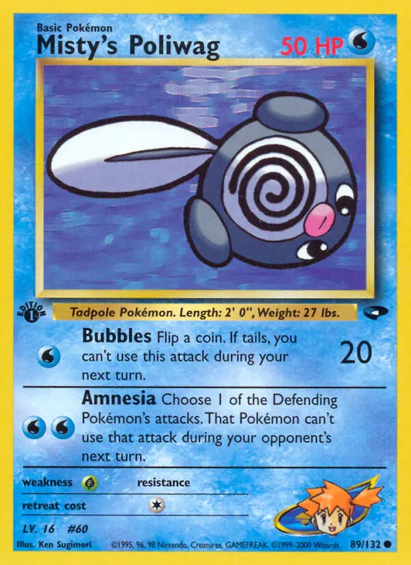 Misty's Poliwag Common Pokemon card #89 from Gym Challenge