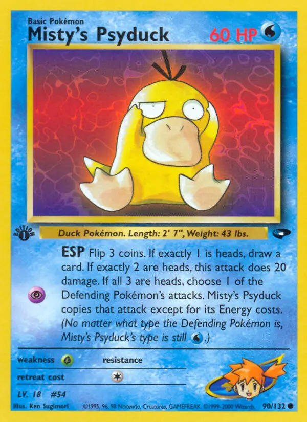 Misty's Psyduck Common Pokemon card #90 from Gym Challenge