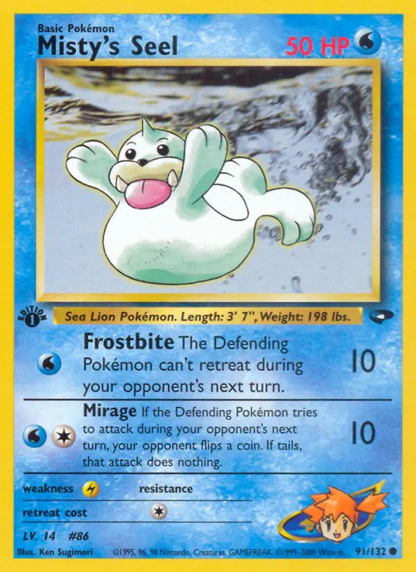 Misty's Seel Common Pokemon card #91 from Gym Challenge