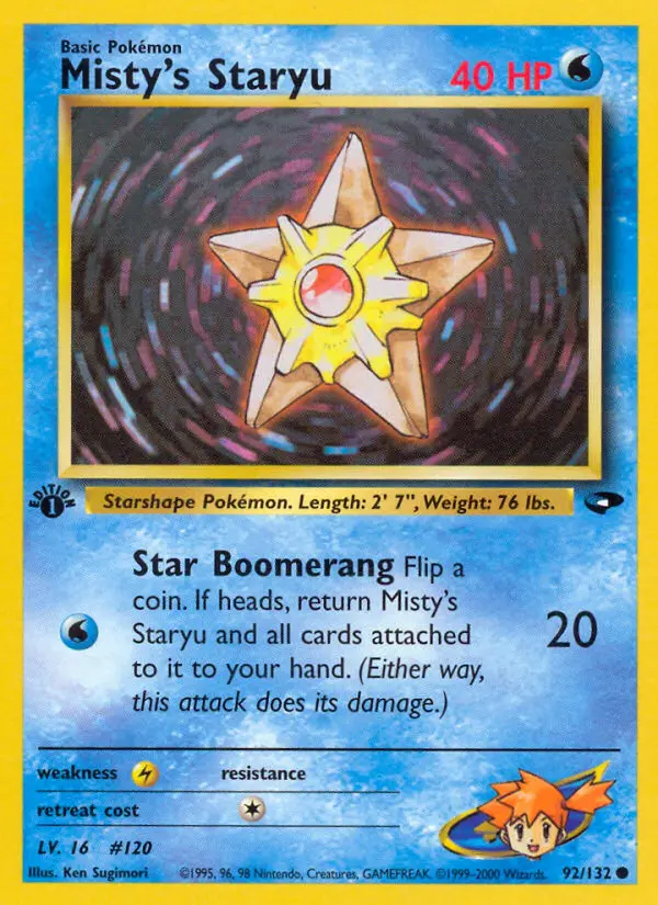 Misty's Staryu Common Pokemon card #92 from Gym Challenge