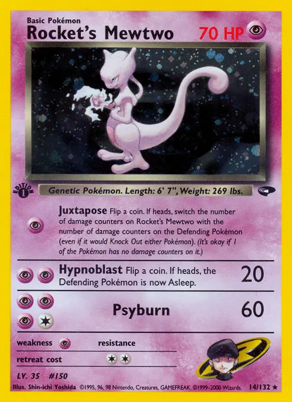 Rocket's Mewtwo Rare Holo Pokemon card #14 from Gym Challenge