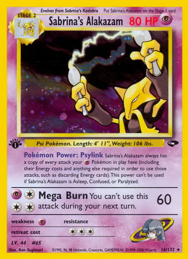 Sabrina's Alakazam Rare Holo Pokemon card #16 from Gym Challenge