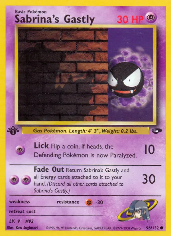 Sabrina's Gastly Common Pokemon card #96 from Gym Challenge
