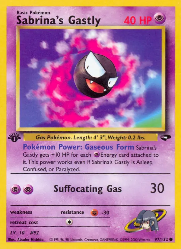 Sabrina's Gastly Common Pokemon card #97 from Gym Challenge