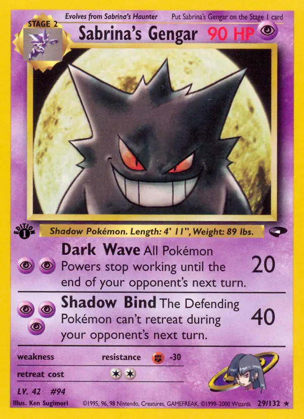 Sabrina's Gengar Rare Pokemon card #29 from Gym Challenge